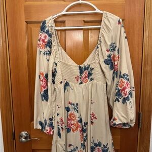 Free People Floral Cream Dress